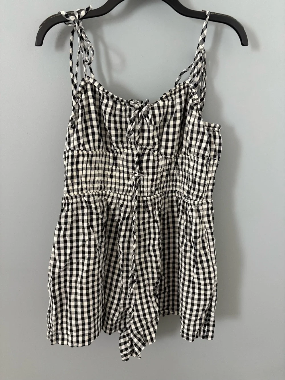 American Eagle Outfitters Black and White Gingham Romper